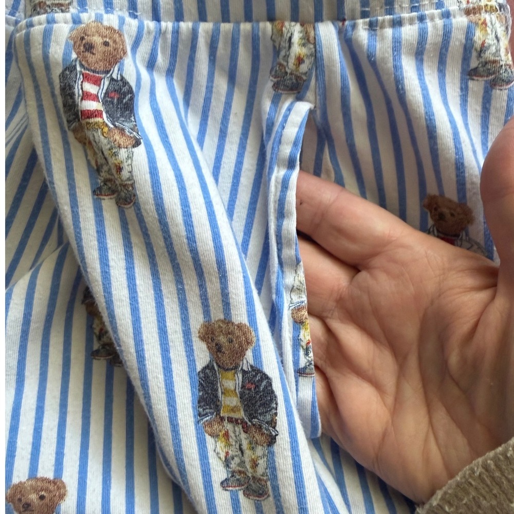 Ralph Lauren Polo Bear Pajama Pants Womens Sz L Blue Stripe Lounge Sleep Preppy - Picture 12 of 13
